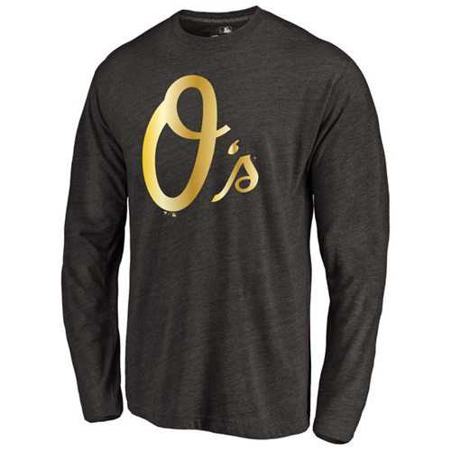 Baltimore Orioles Gold Collection Long Sleeve Tri-Blend T-Shirt Black