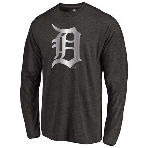 Detroit Tigers Platinum Collection Long Sleeve Tri-Blend T-Shirt Black