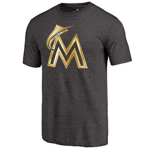 Miami Marlins Fanatics Apparel Gold Collection Tri-Blend T-Shirt Black