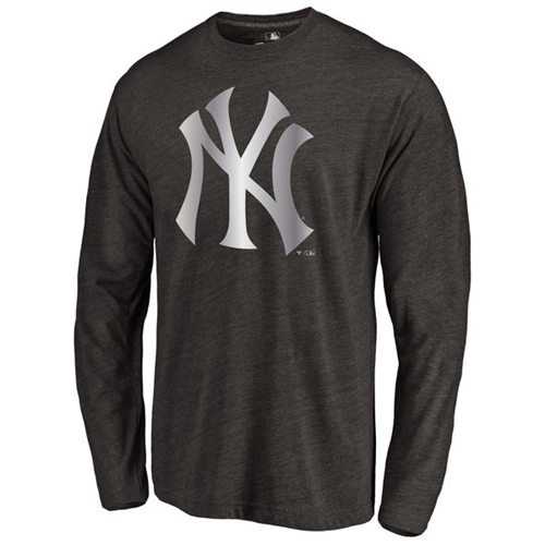 New York Yankees Platinum Collection Long Sleeve Tri-Blend T-Shirt Black
