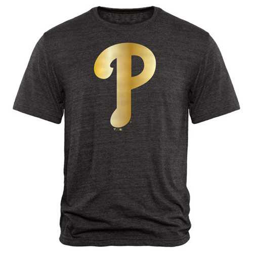 Philadelphia Phillies Fanatics Apparel Gold Collection Tri-Blend T-Shirt Black