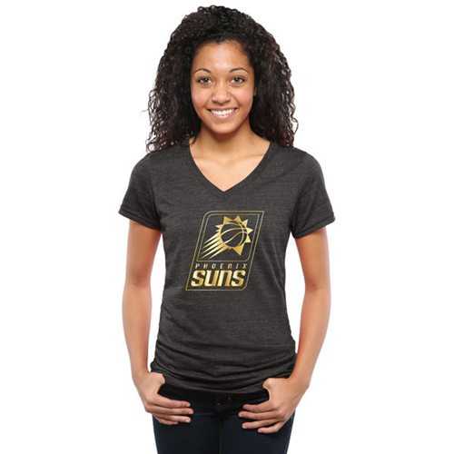 Women's Phoenix Suns Gold Collection V-Neck Tri-Blend T-Shirt Black