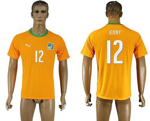 Cote d'lvoire #12 Bony Home Soccer Country Jersey