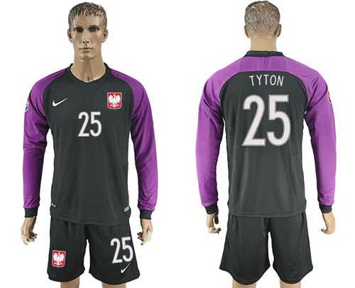 Poland #25 Tyton Black Goalkeeper Long Sleeves Soccer Country Jersey