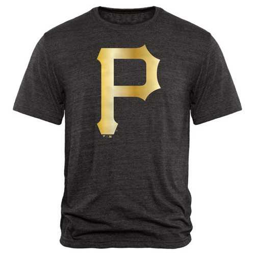 Pittsburgh Pirates Fanatics Apparel Gold Collection Tri-Blend T-Shirt Black