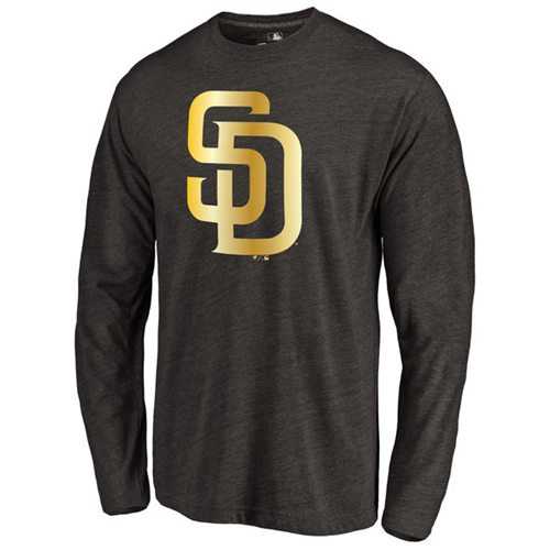 San Diego Padres Gold Collection Long Sleeve Tri-Blend T-Shirt Black