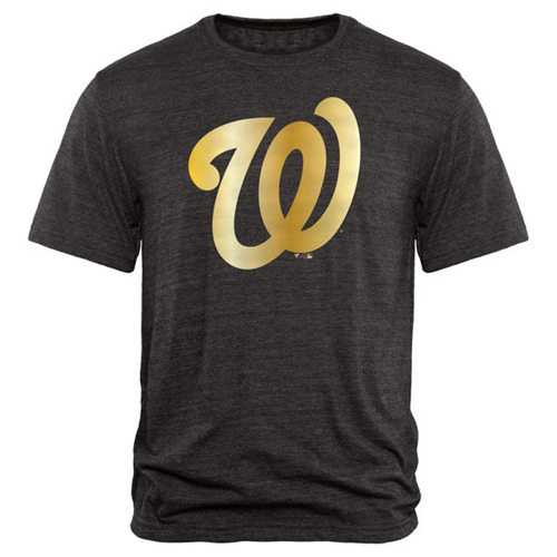 Washington Nationals Fanatics Apparel Gold Collection Tri-Blend T-Shirt Black