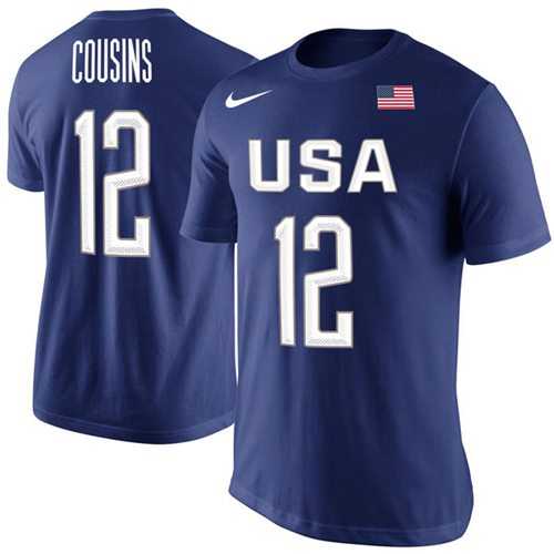 Team USA #12 DeMarcus Cousins Basketball Nike Rio Replica Name & Number T-Shirt Royal