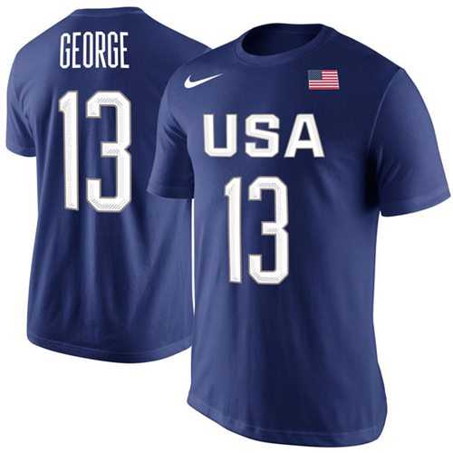 Team USA #13 Paul George Basketball Nike Rio Replica Name & Number T-Shirt Royal