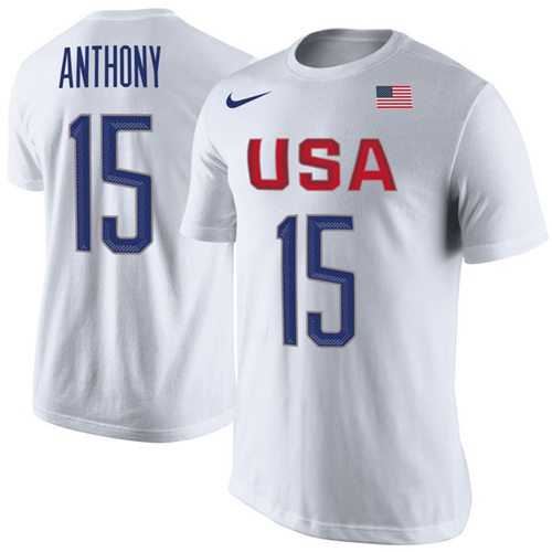 Team USA #15 Carmelo Anthony Basketball Nike Rio Replica Name & Number T-Shirt White
