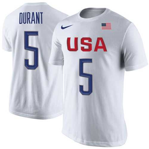 Team USA #5 Kevin Durant Basketball Nike Rio Replica Name & Number T-Shirt White