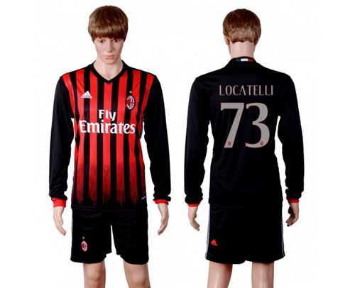 AC Milan #73 Locatelli Home Long Sleeves Soccer Club Jersey
