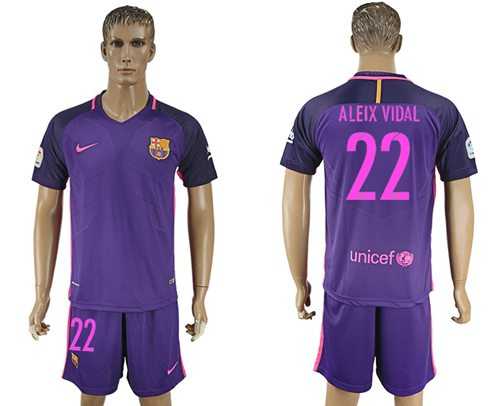Barcelona #22 Aleix Vidal Away Soccer Club Jersey