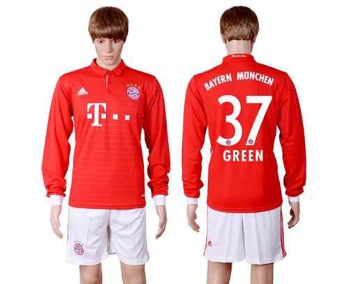 Bayern Munchen #37 Green Home Long Sleeves Soccer Club Jersey