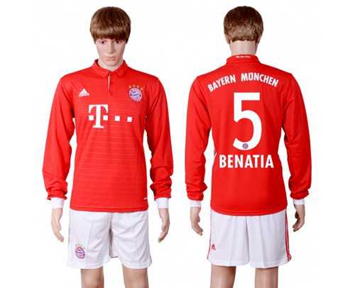 Bayern Munchen #5 Benatia Home Long Sleeves Soccer Club Jersey