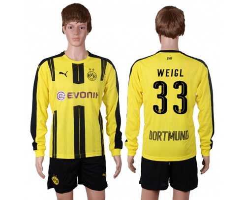 Dortmund #33 Weigl Home Long Sleeves Soccer Club Jersey