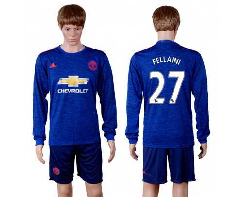 Manchester United #27 Fellaini Away Long Sleeves Soccer Club Jersey
