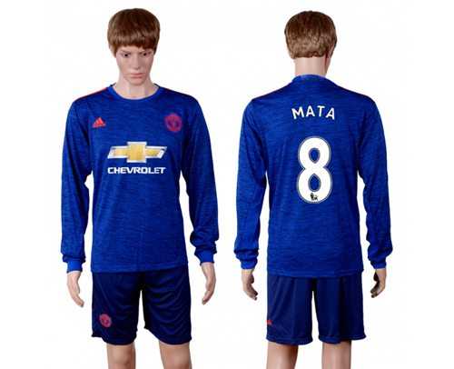 Manchester United #8 Mata Away Long Sleeves Soccer Club Jersey