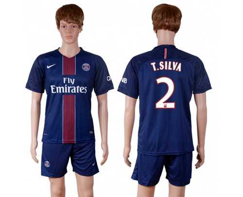 Paris Saint-Germain #2 T.Silva Home Soccer Club Jersey