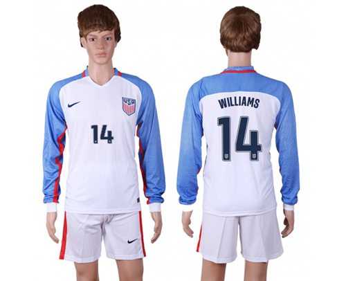 USA #14 Williams Home Long Sleeves Soccer Country Jersey