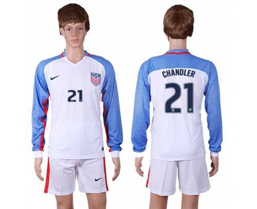 USA #21 Chandler Home Long Sleeves Soccer Country Jersey