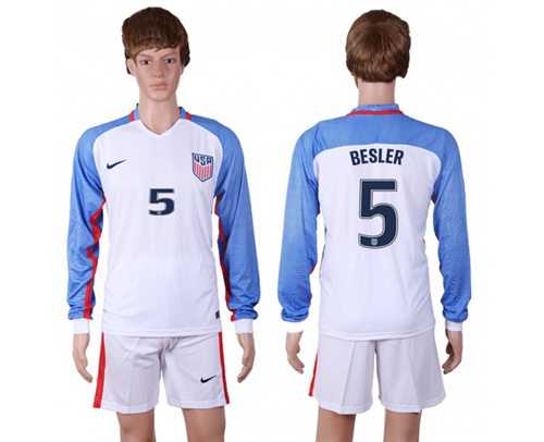 USA #5 Besler Home Long Sleeves Soccer Country Jersey