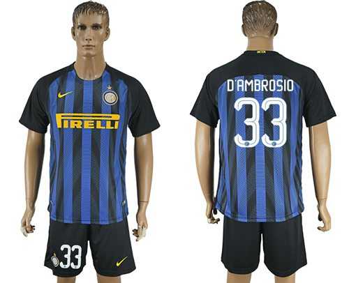 Inter Milan #33 Dambrosio Home Soccer Club Jersey