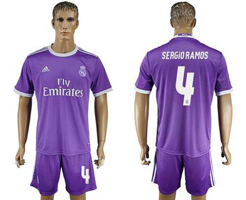 Real Madrid #4 Sergio Ramos Away Soccer Club Jersey