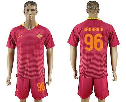 Roma #96 Sanabria Red Home Soccer Club Jersey