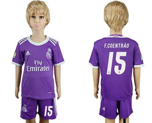 Real Madrid #15 F.Coentrao Away Kid Soccer Club Jersey