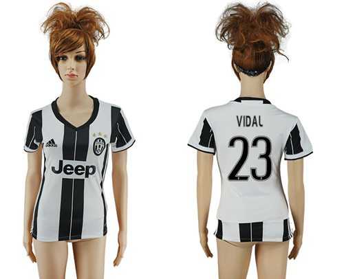 Women's Juventus #23 Vidal Home Soccer Club Jersey