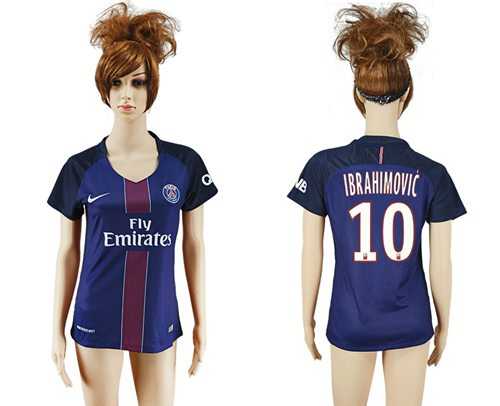 Women's Paris Saint-Germain #10 Ibrahimovic Home Soccer Club Jersey