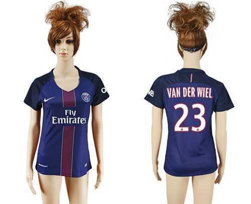 Women's Paris Saint-Germain #23 Van Der Wiel Home Soccer Club Jersey