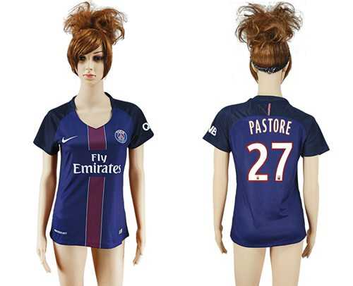 Women's Paris Saint-Germain #27 Pastore Home Soccer Club Jersey