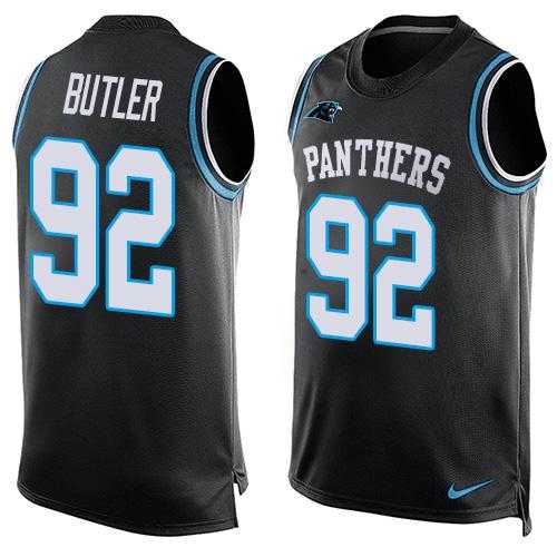 Nike Carolina Panthers #92 Vernon Butler Black Team Color Men's Stitched NFL Limited Tank Top Jersey