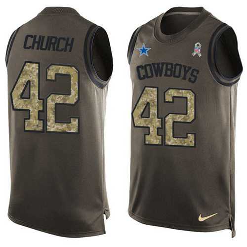 Nike Dallas Cowboys #42 Barry Church Green Men's Stitched NFL Limited Salute To Service Tank Top Jersey