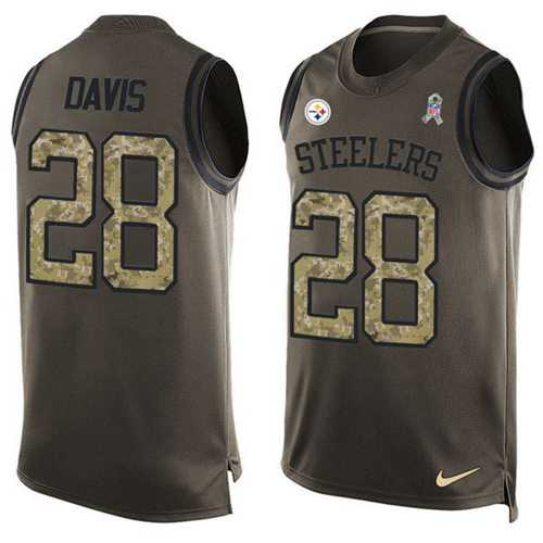 Nike Pittsburgh Steelers #28 Sean Davis Green Men's Stitched NFL Limited Salute To Service Tank Top Jersey