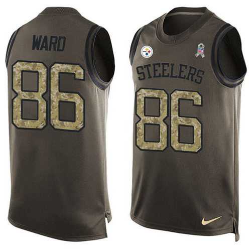 Nike Pittsburgh Steelers #86 Hines Ward Green Men's Stitched NFL Limited Salute To Service Tank Top Jersey