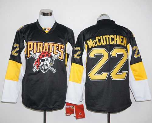 Pittsburgh Pirates #22 Andrew McCutchen Black Long Sleeve Stitched Baseball Jersey