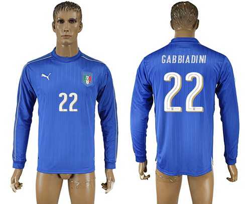 Italy #22 Gabbiadini Blue Home Long Sleeves Soccer Country Jersey