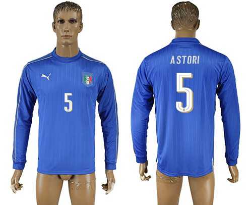 Italy #5 Astori Blue Home Long Sleeves Soccer Country Jersey
