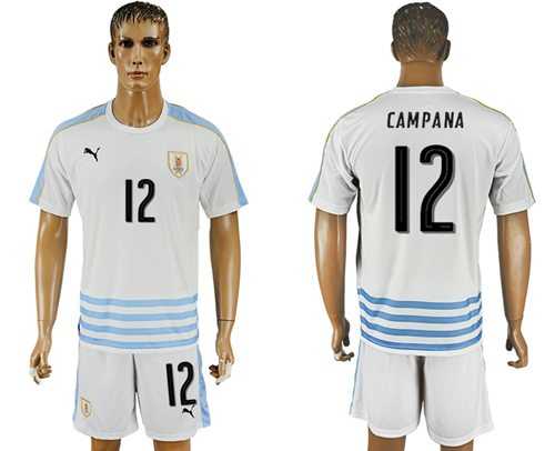 Uruguay #12 Campana Away Soccer Country Jersey