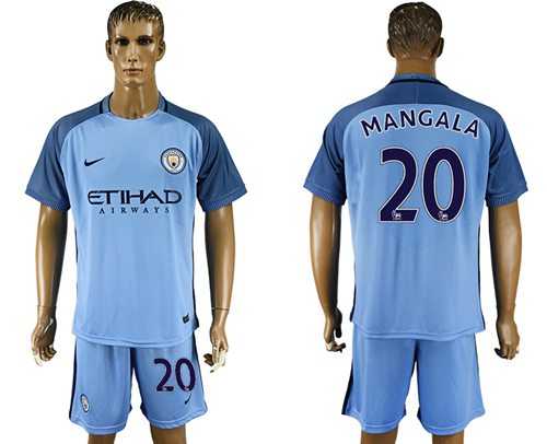 Manchester City #20 Mangala Home Soccer Club Jersey