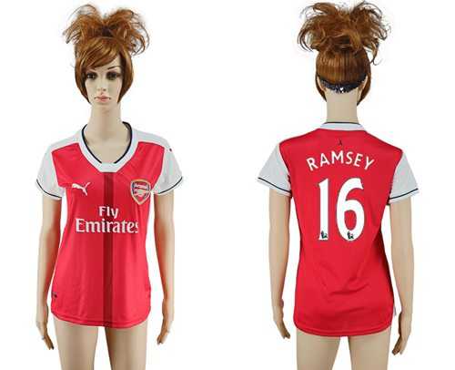 Women's Arsenal #16 Ramsey Home Soccer Club Jersey