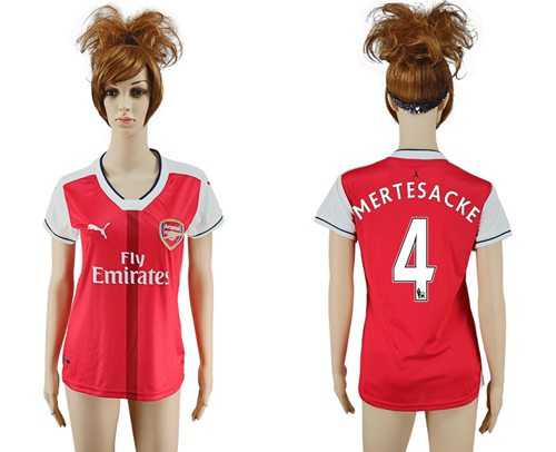 Women's Arsenal #4 Mertesacker Home Soccer Club Jersey