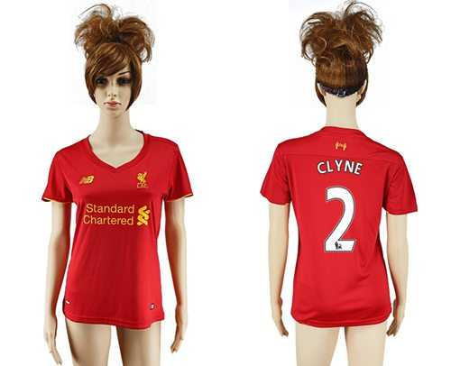 Women's Liverpool #2 Clyne Red Home Soccer Club Jersey