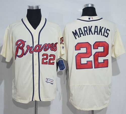 Atlanta Braves #22 Nick Markakis Cream Flexbase Authentic Collection Stitched Baseball Jersey