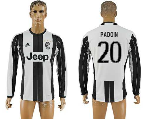 Juventus #20 Padoin Home Long Sleeves Soccer Club Jersey