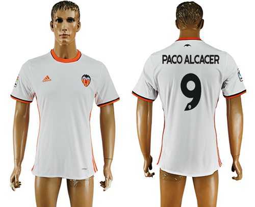 Valencia #9 Paco Alcacer Home Soccer Club Jersey