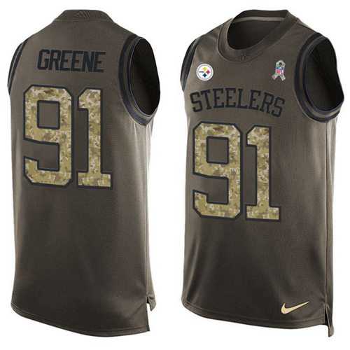 Nike Pittsburgh Steelers #91 Kevin Greene Green Men's Stitched NFL Limited Salute To Service Tank Top Jersey